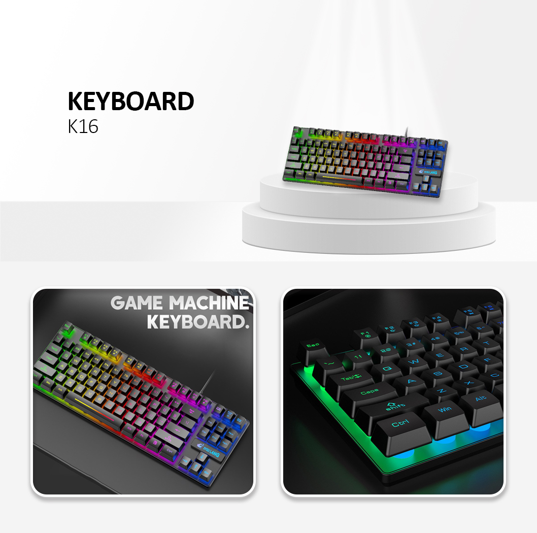  Free Wolf K16 87-Key Backlight Professional Gaming Keyboard Black