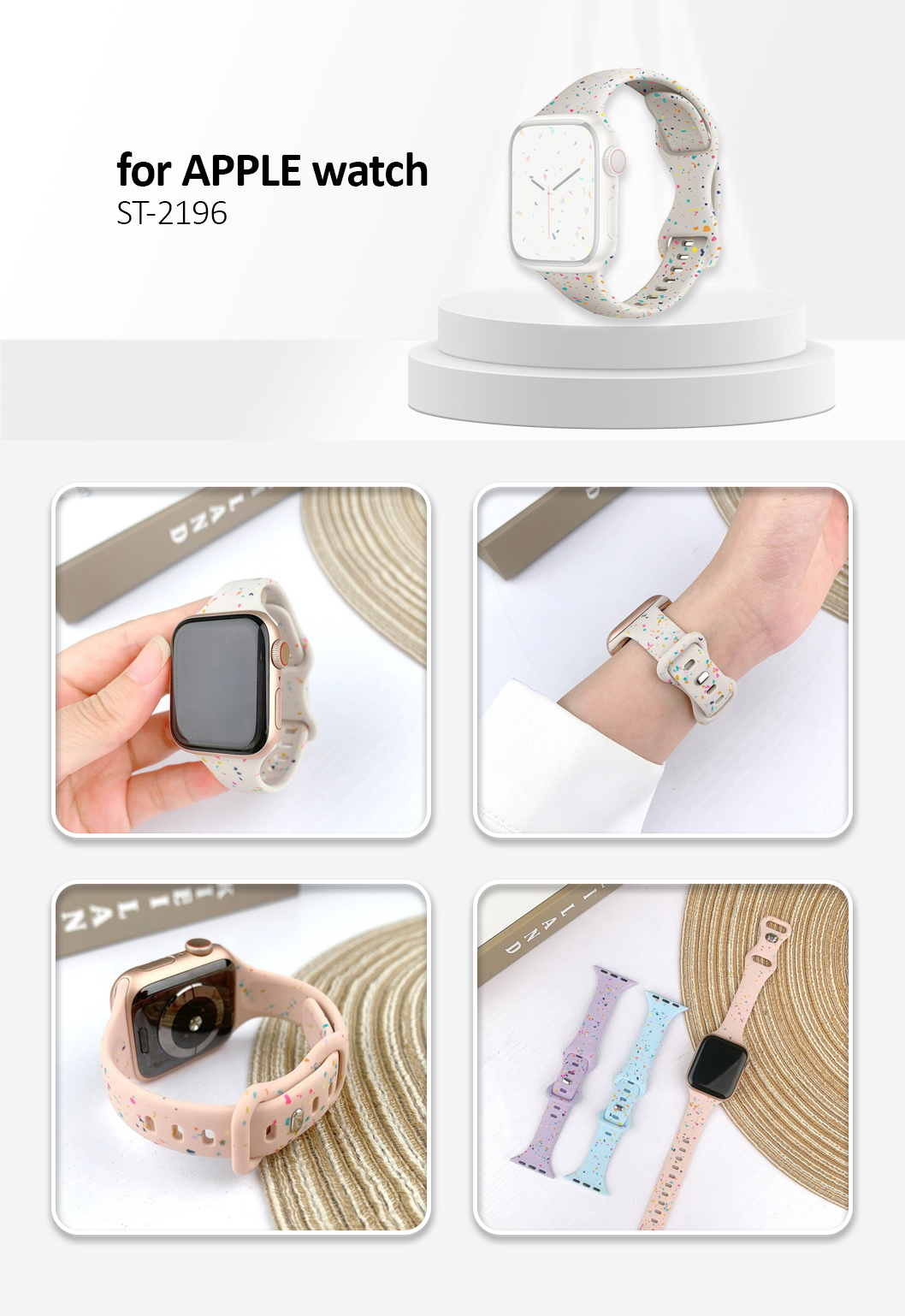 Strap for Apple Watch Series 10 46mm / Ultra 2 / Ultra 49mm / 9 8 7 45mm / Silicone Band - Light Gray