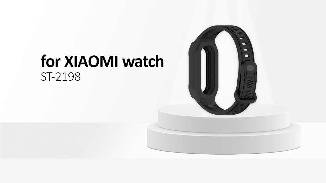 Silicone Strap with Integrated Watch Case For Xiaomi Mi Band 9 /  Smart Band 9 NFC /9/8 NFC /8 /Mi Band 7 NFC/7 - Black