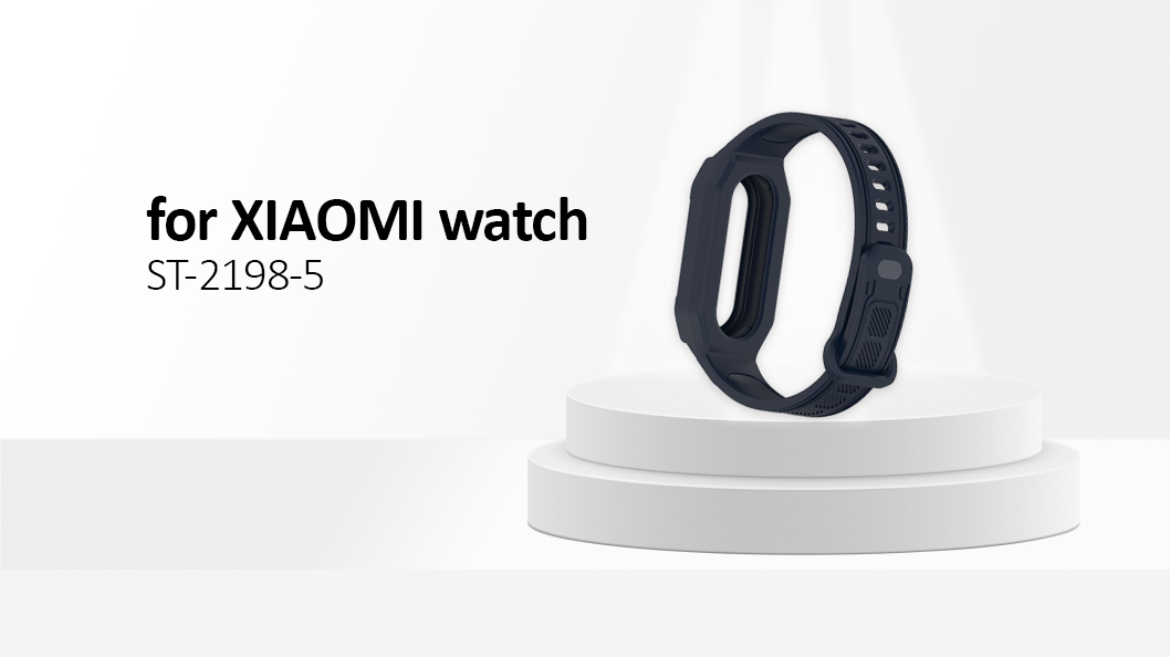 Silicone Strap with Integrated Watch Case For Xiaomi Mi Band 9 /  Smart Band 9 NFC /9/8 NFC /8 /Mi Band 7 NFC/7 - Dark Blue