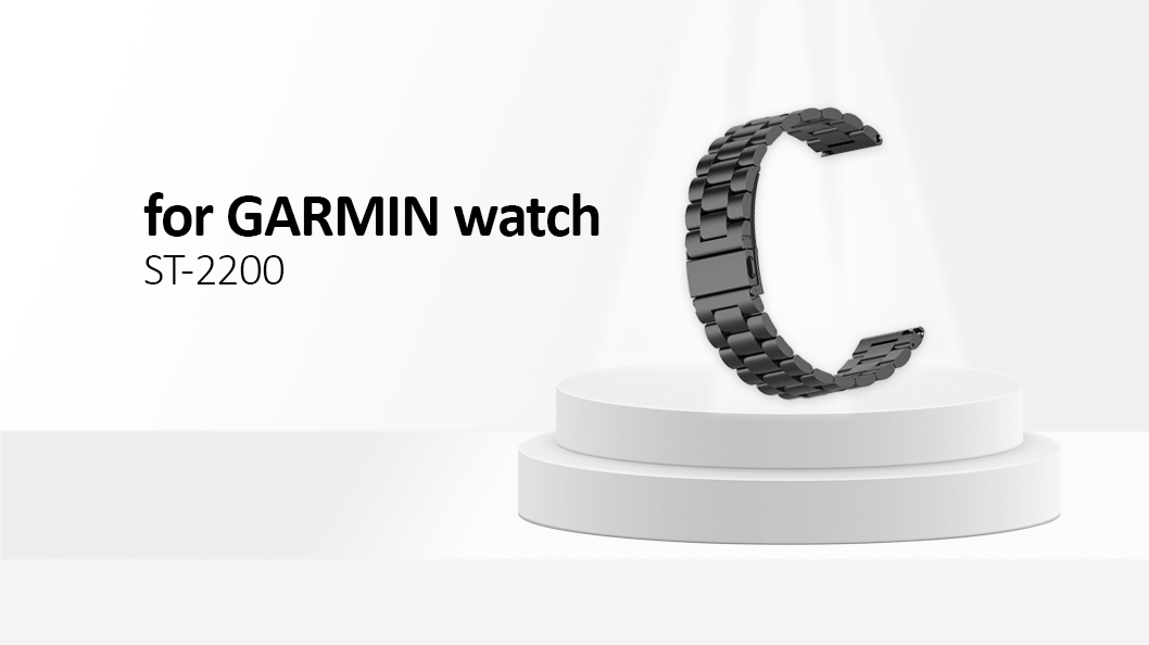 18mm Stainless Steel Smart Watch Band Replacement for Garmin vivoactive 4S - Black