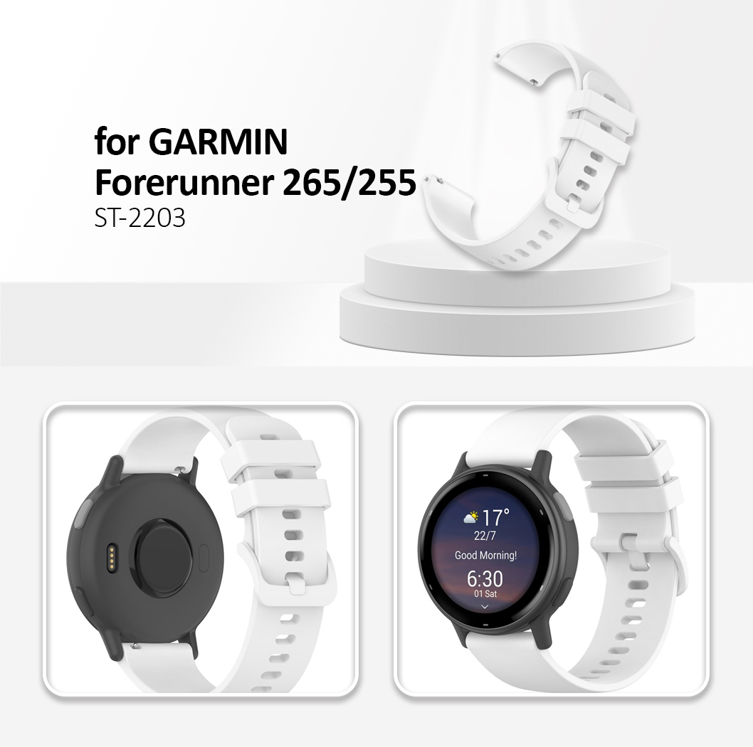 For Garmin Forerunner 265 / Forerunner 255 Silicone Watch Band 22mm Quick Release Replacement Strap - White