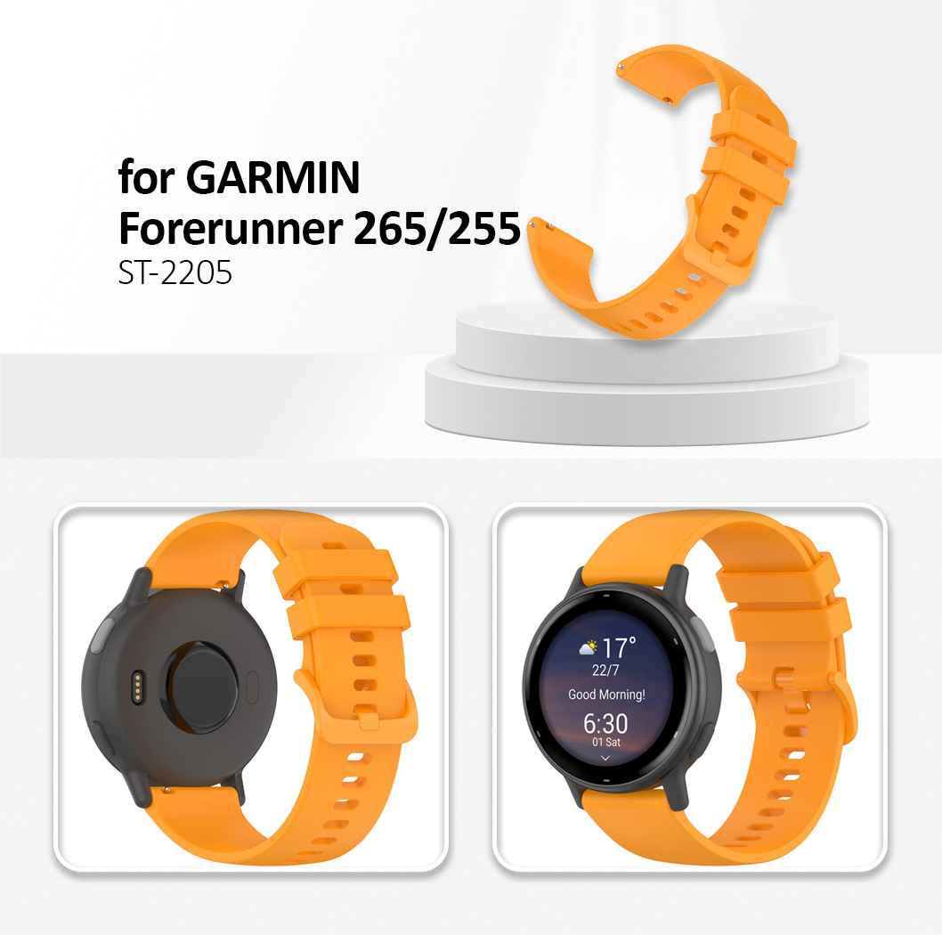 For Garmin Forerunner 265 / Forerunner 255 Silicone Watch Band 22mm Quick Release Replacement Strap - Yellow
