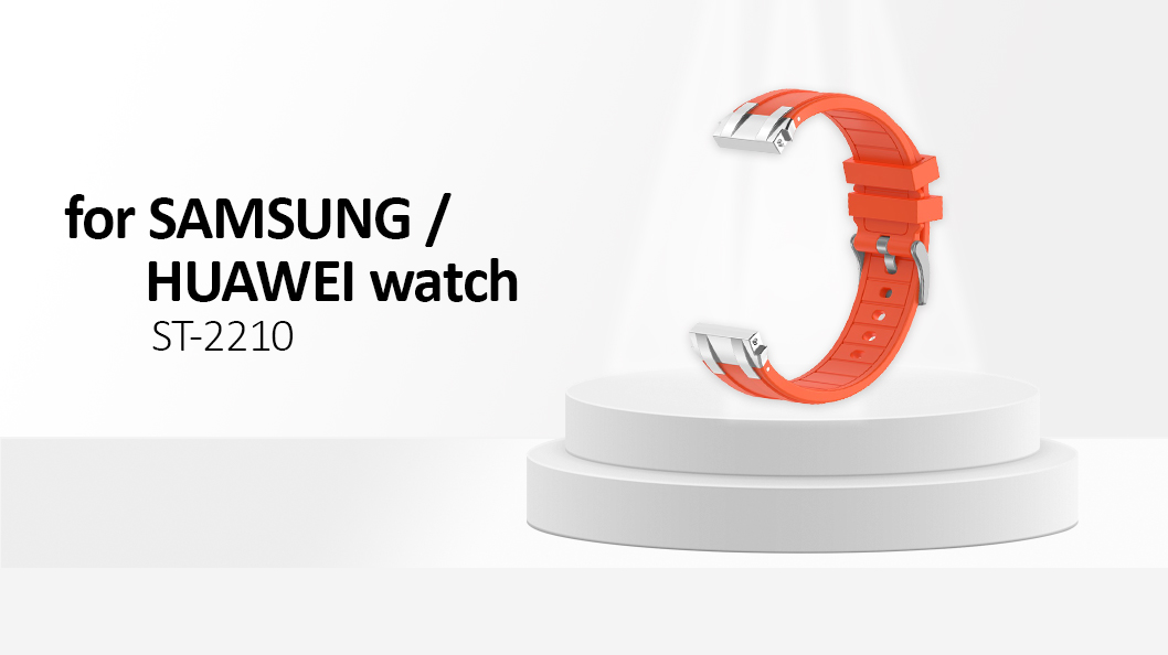 For Huawei / Samsung 22mm Universal Smartwatch Strap Silicone Replacement Band - Orange