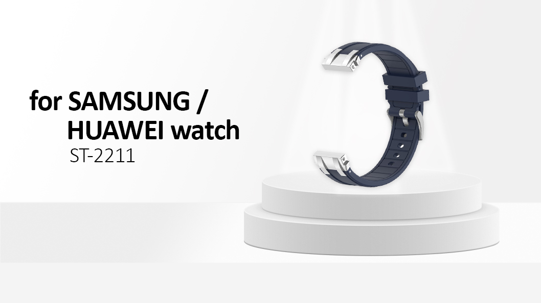 For Huawei / Samsung 22mm Universal Smartwatch Strap Silicone Replacement Band - Navy Blue