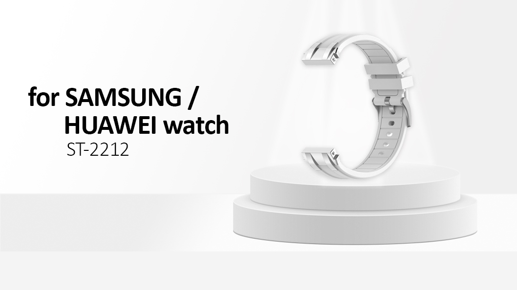 For Huawei / Samsung 22mm Universal Smartwatch Strap Silicone Replacement Band - White