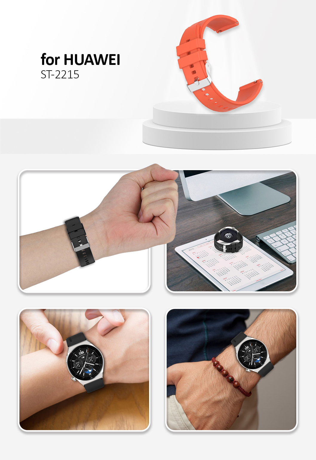 For Huawei Watch GT 3 Pro 46mm/GT 2 46mm Pro/GT 2 46mm Silicone Watch Band 22mm  - Orange