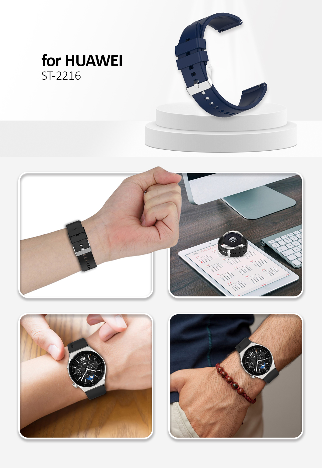 For Huawei Watch GT 3 Pro 46mm/GT 2 46mm Pro/GT 2 46mm Silicone Watch Band 22mm - Navy Blue
