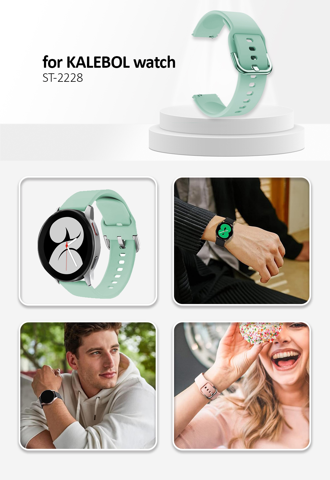 Kalebol KLB-SXKGJ-001 18mm Universal Smartwatch Strap Silicone Replacement Wrist Band - Green