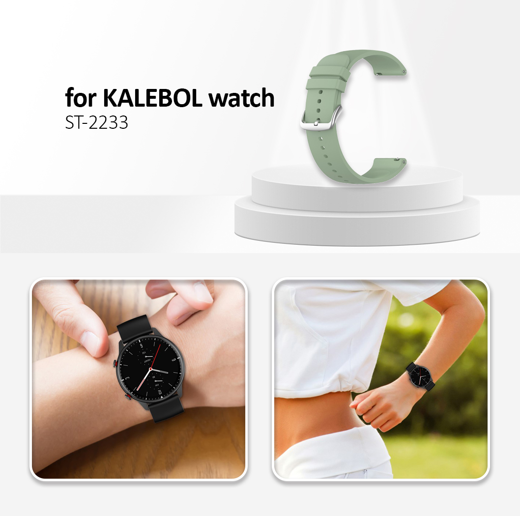 Kalebol 20mm Silicone Strap for Huawei Watch GT 3 42mm / GT 3 Pro 43mm Round End Watch Band - Icy Lake Green
