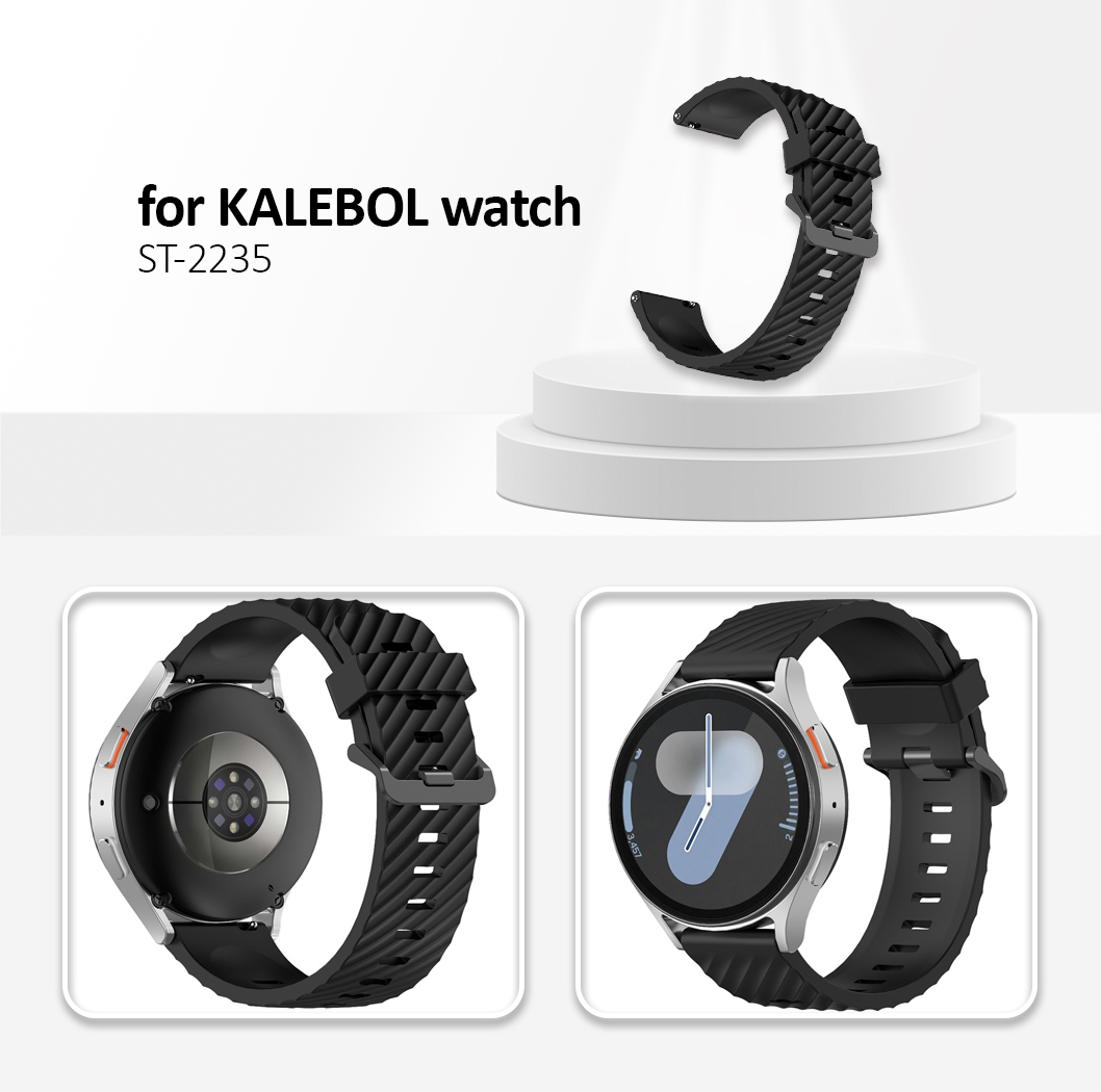 Kalebol 20mm Silicone Band for Huawei Watch GT 3 42mm / GT 3 Pro 43mm Tire Pattern Watch Strap - Black