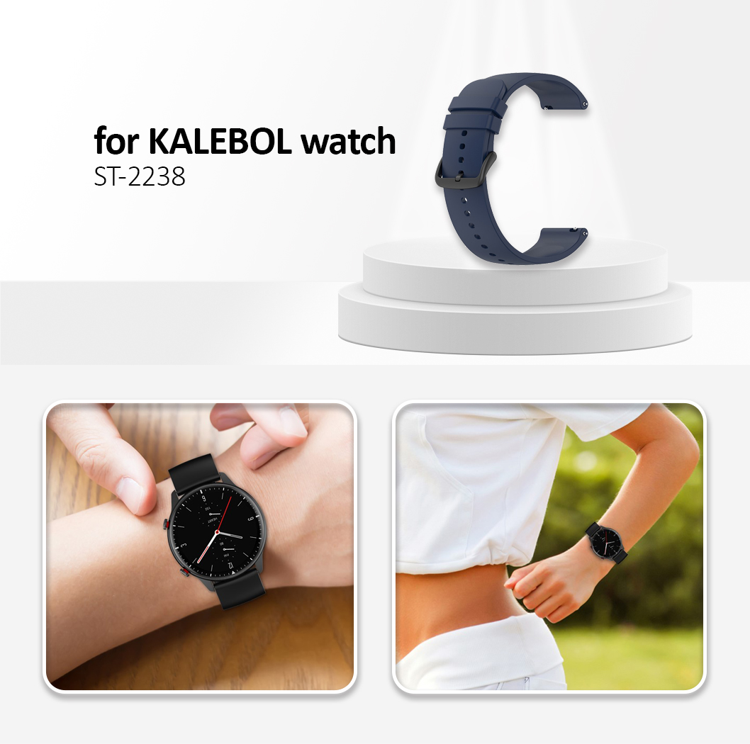 Kalebol 22mm Silicone Strap for Huawei Watch 4 / 4 Pro / GT 4 46mm Round End Watch Band - Midnight Blue
