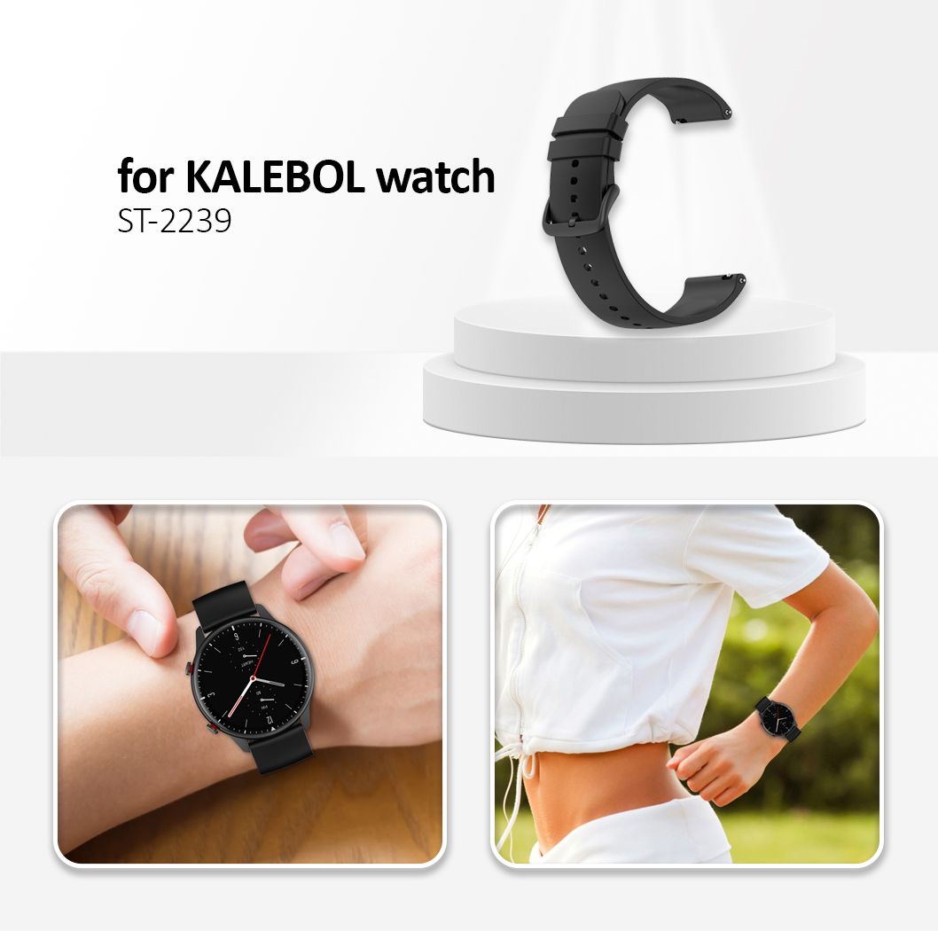 Kalebol 22mm Silicone Strap for Huawei Watch 4 / 4 Pro / GT 4 46mm Round End Watch Band - Black