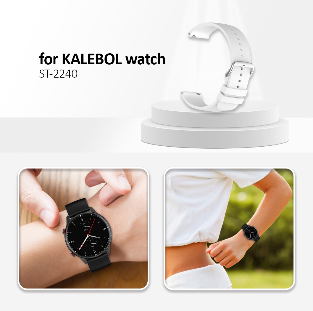 Kalebol 22mm Silicone Strap for Huawei Watch 4 / 4 Pro / GT 4 46mm Round End Watch Band - White