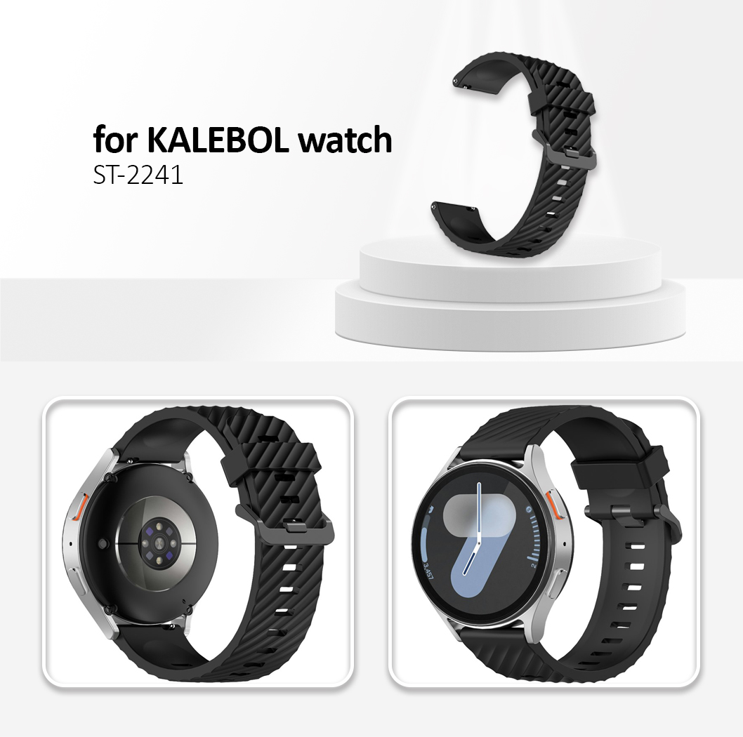 Kalebol 22mm Silicone Band for Huawei Watch 4  /  4 Pro  /  GT 4 46mm Tire Pattern Watch Strap  - Black