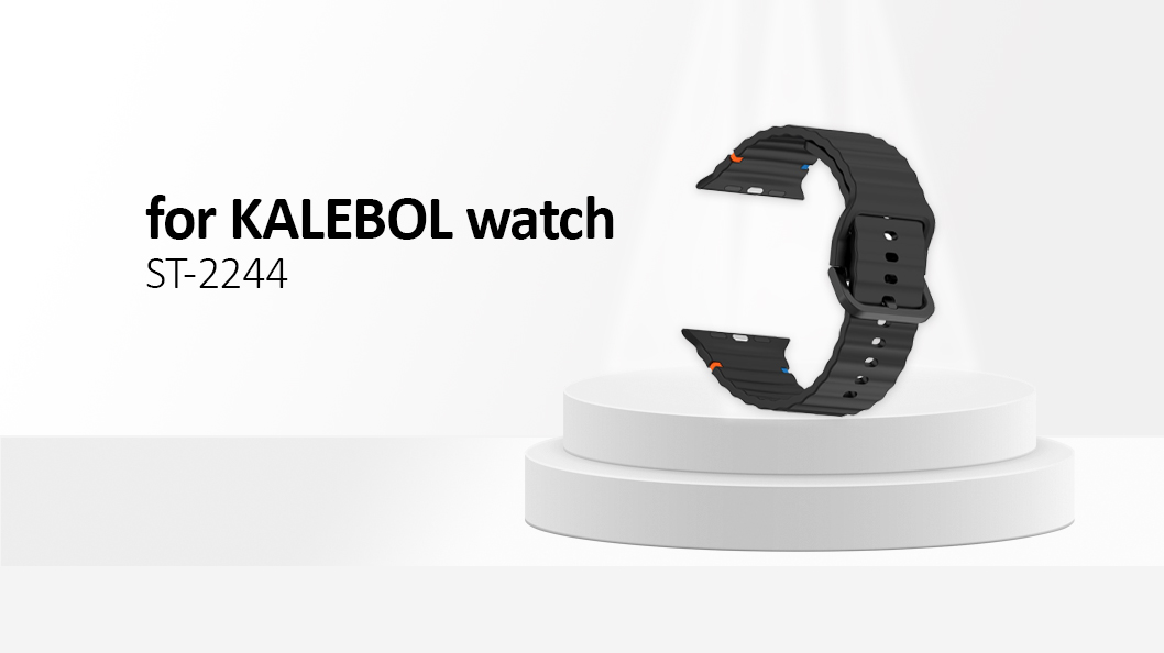 Kalebol Silicone Strap for Apple Watch Series 10 46mm / Ultra 2 / Ultra 49mm / 9 8 7 45mm / 44mm / 3 2 1 42mm Band - Black