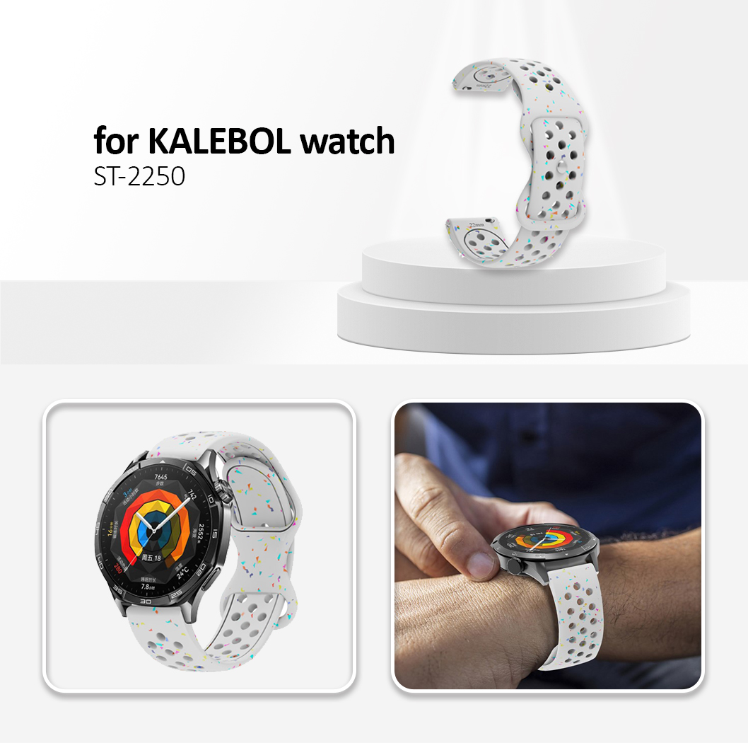 Kalebol 22mm Silicone Strap for Samsung Galaxy Watch3 45mm / Watch 46mm / Huawei Watch GT 5 / 5 Pro  Watch Band - White