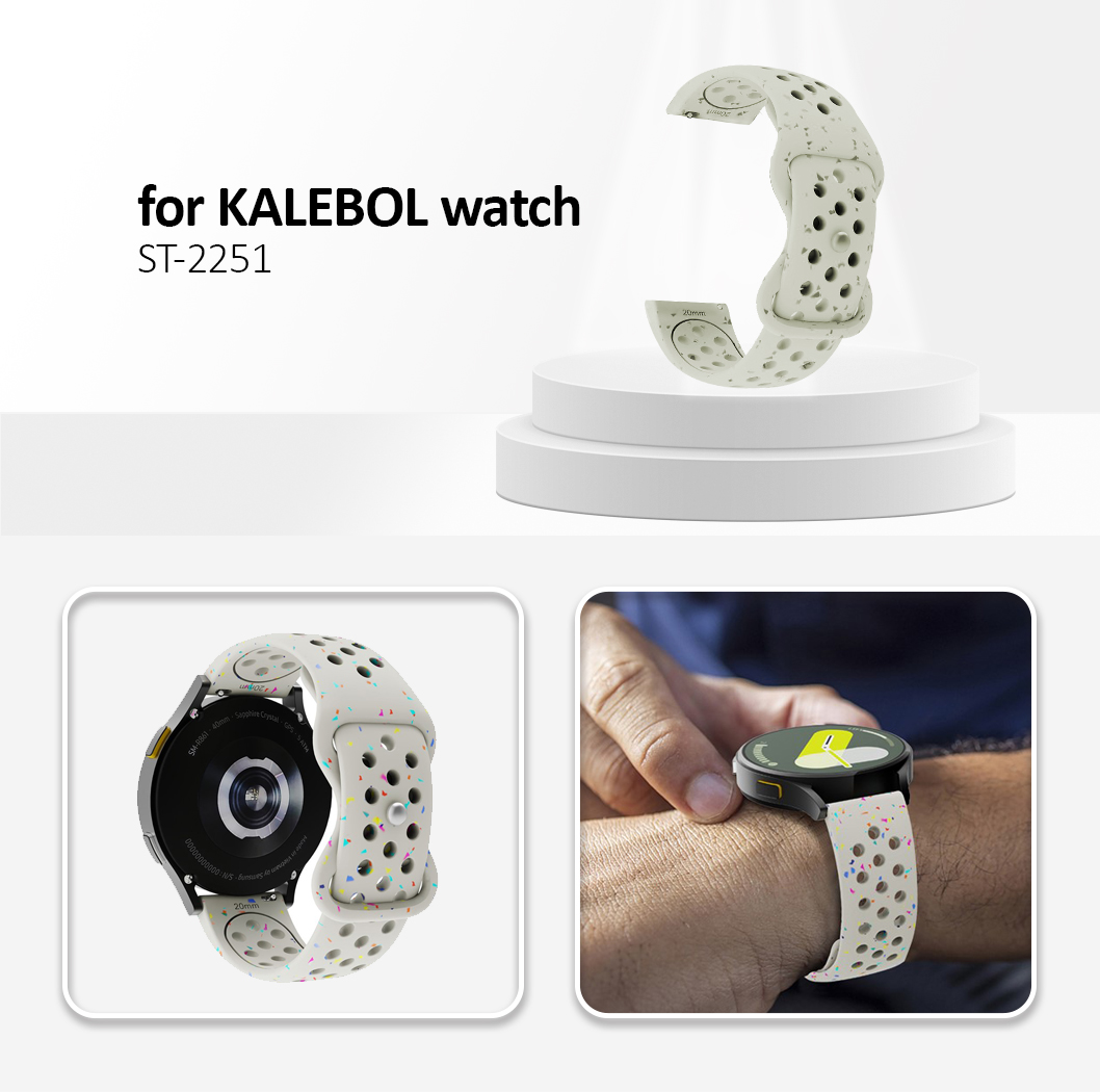 Kalebol 20mm Silicone Strap for Samsung Galaxy Watch6 / 5 Pro / 5 / GarminActive 5 Butterfly Clasp Watch Band - Starlight