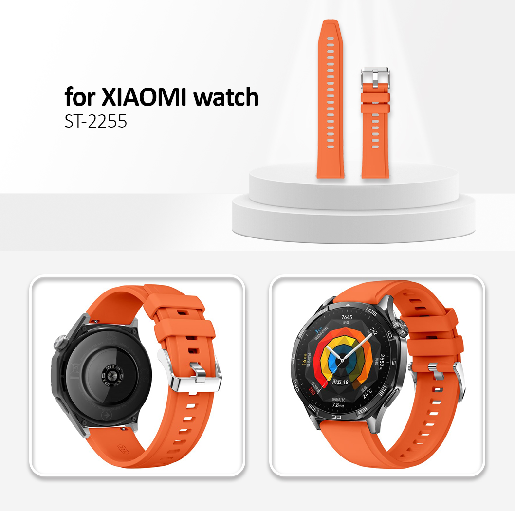 22mm Silicone Strap for Xiaomi Watch S4 Sport / Redmi Watch 5 Active Watch Band with Silver Buckle - Orange