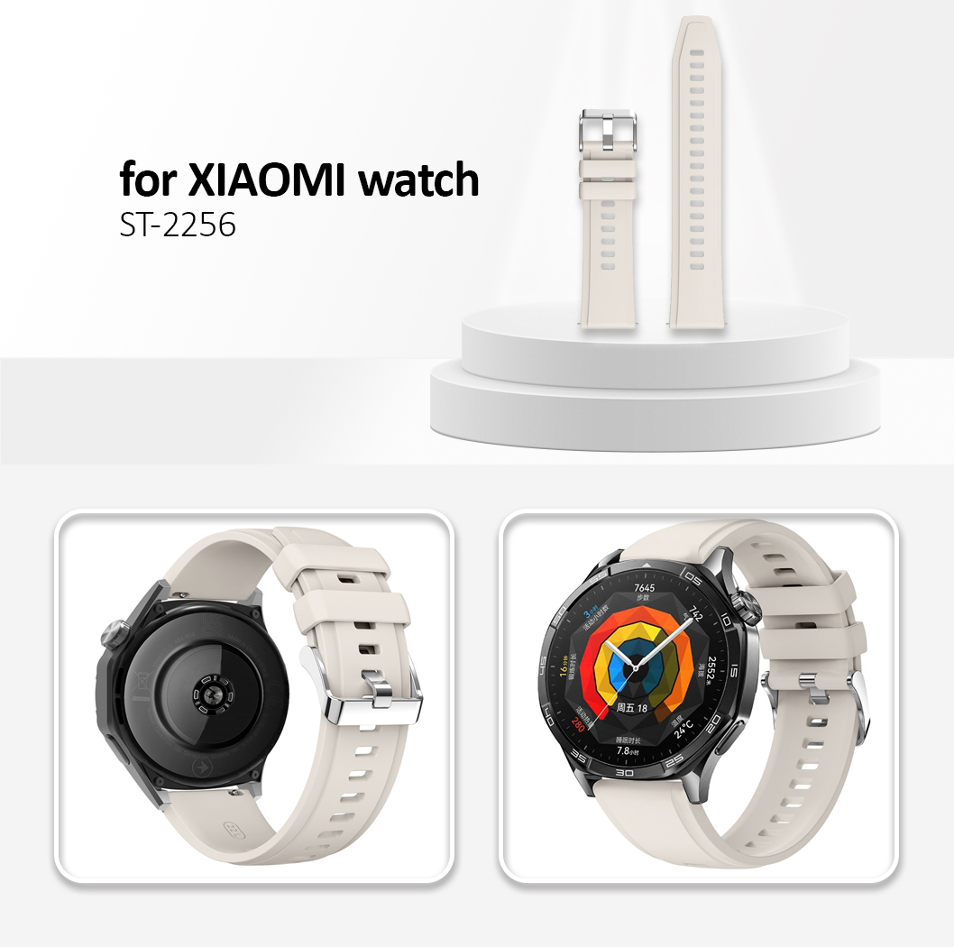 22mm Silicone Strap for Xiaomi Watch S4 Sport / Redmi Watch 5 Active Watch Band with Silver Buckle - Starlight