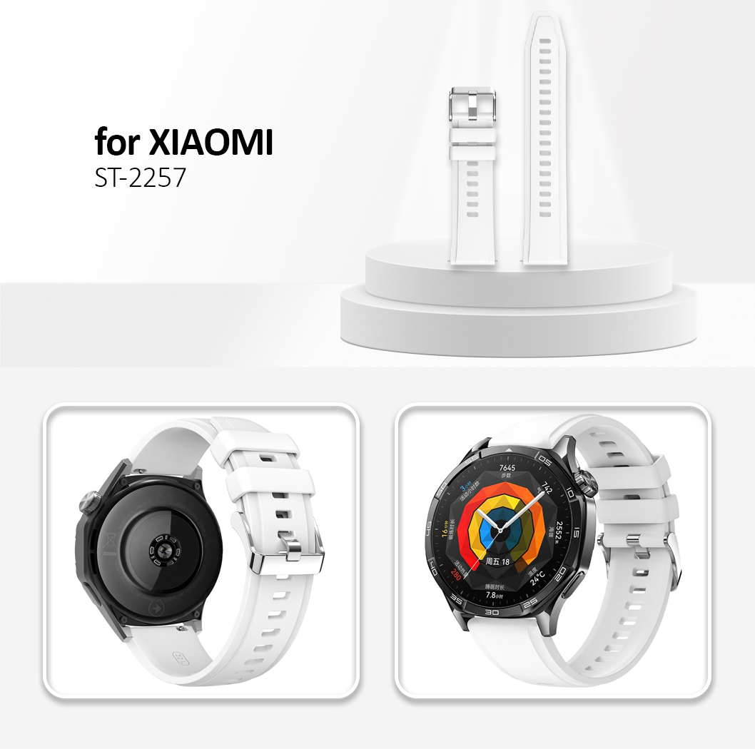 22mm Silicone Strap for Xiaomi Watch S4 Sport / Redmi Watch 5 Active Watch Band with Silver Buckle - White