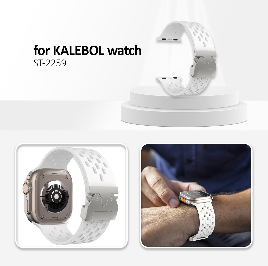 Kalebol Silicone Band For Apple Watch Series 10 Ultra 9 8 7 SE 6 5 4 3 2 1 46mm 49mm 45mm 44mm 42mm  - White