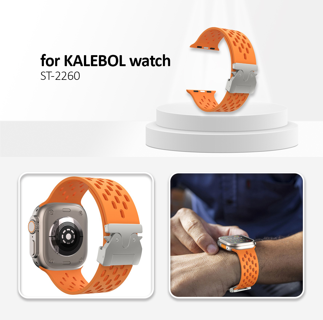 Kalebol Silicone Band For Apple Watch Series 10 Ultra 9 8 7 SE 6 5 4 3 2 1 46mm 49mm 45mm 44mm 42mm  - Orange