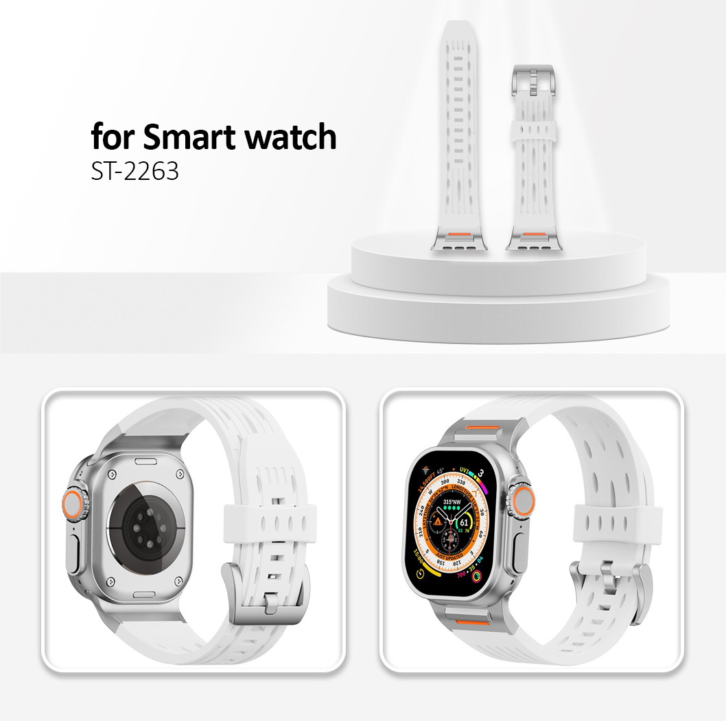 Multiple Holes Watch Strap for Apple Watch Series 10 46mm / Ultra 2 / Ultra 49mm / 9 8 7 45mm /  - White
