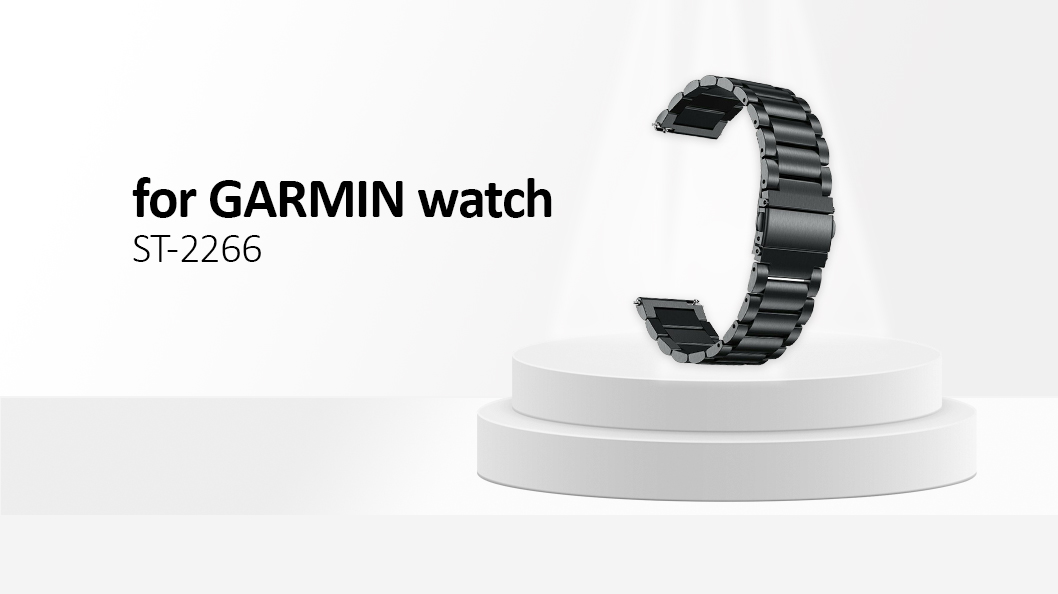 For Garmin Forerunner 265 / 265 Music Stylish 316L Stainless Steel Wrist Strap 22mm Replacement Band - Black