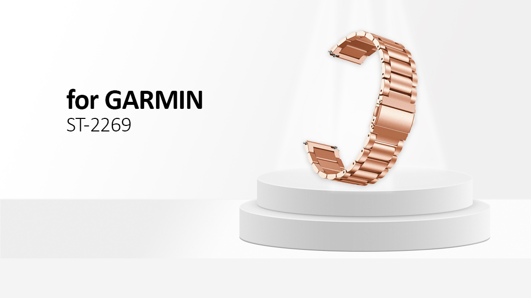 For Garmin Venu 2 / Venu 3 Replacement Wrist Strap 316L Stainless Steel 22mm Smartwatch Band - Rose Gold