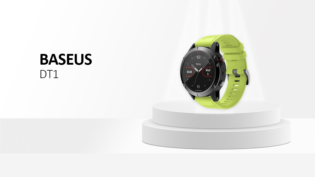 For Garmin Fenix 5 Silicone Watch Band 22mm Adjustable Smart Watch Strap with Black Buckle - Fluorescent Green
