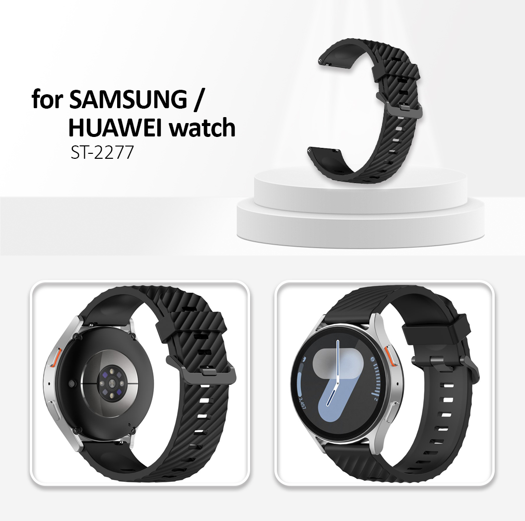 For Samsung Galaxy Watch3 45mm / Galaxy Watch 46mm Watch Strap 22mm Silicone Watch Band - Black
