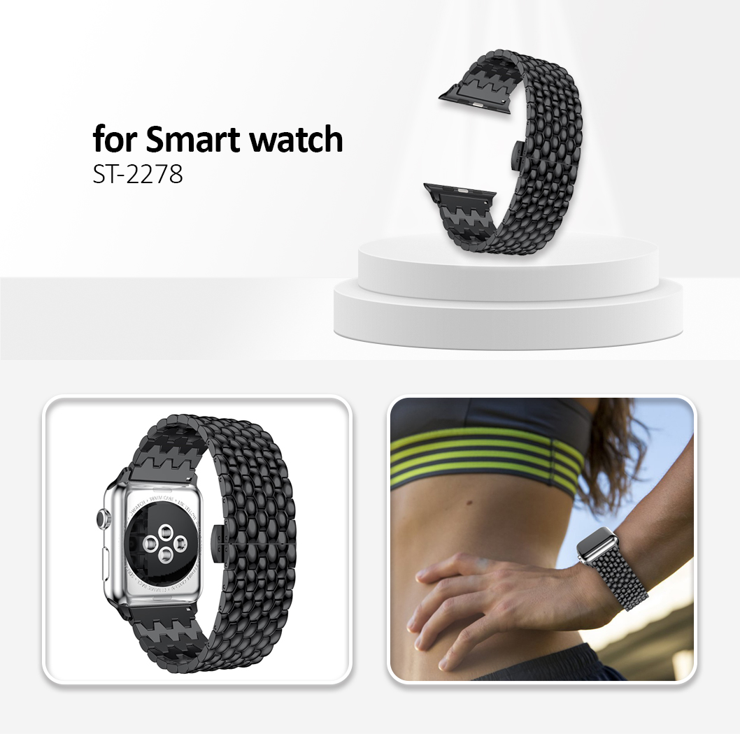 For Apple Watch Series 10 42mm / 9 8 7 41mm / SE (2023) SE (2022) SE 6 5 4 40mm / 3 2 1 38mm 316L  - Black