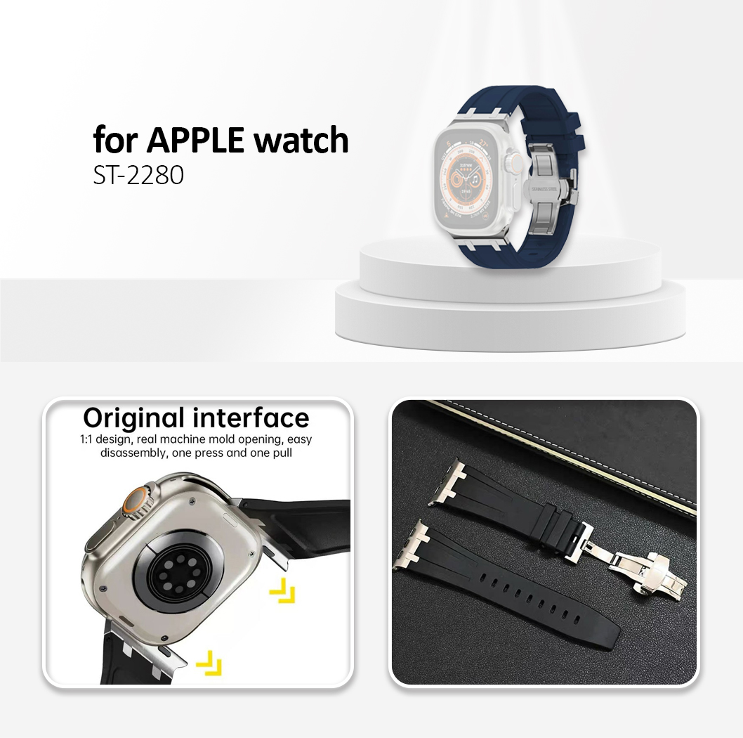 For Apple Watch 10 46mm / Ultra 2 / Ultra 49mm / 9 8 7 45mm /  42mm Silicone Strap Butterfly Buckle Watchband - Blue