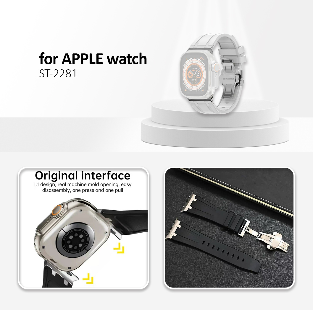 For Apple Watch 10 46mm / Ultra 2 / Ultra 49mm / 9 8 7 45mm /  42mm Silicone Strap Butterfly Buckle Watchband - Grey