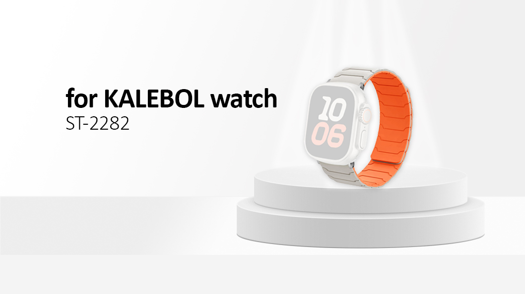 Kalebol Silicone Magnetic Watch Band for Apple Watch 46mm 49mm 45mm 44mm 42mm Strap  - Starlight + Orange