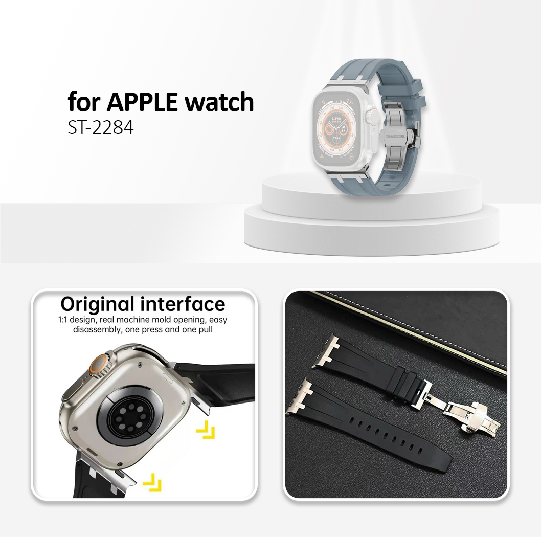 For Apple Watch 10 46mm / Ultra 2 / Ultra 49mm / 9 8 7 45mm / 42mm Silicone Strap Butterfly Buckle Watchband - Grey
