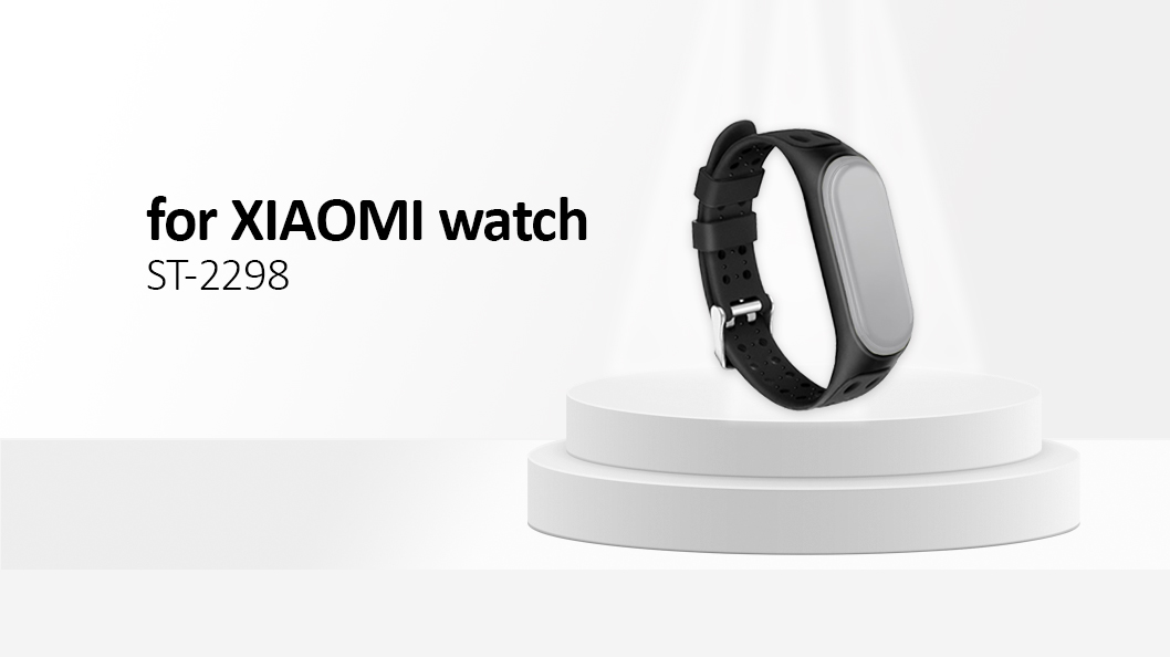 Bi-color Silicone Watch Band Replacement Strap for Xiaomi Mi Band 5/6/7 - Black