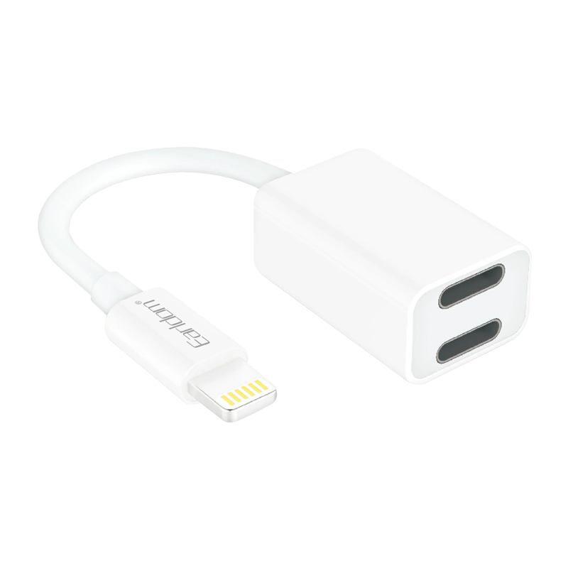 OT54 2 IN 1 Lightning Interface Cable/Adapter White