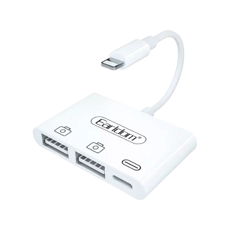 EARLDOM OT44 OTGUSB, LIGHTNING TO OTG & CHARGING ADAPTER WHITE