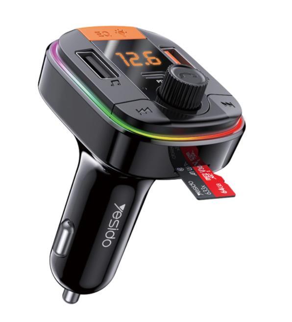 YESIDO Y45 Bluetooth to FM Convert 43W Fast Car Charger Black