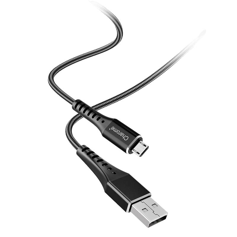 C22-01 USB-A to Micro aluminum alloy charging data cable Black