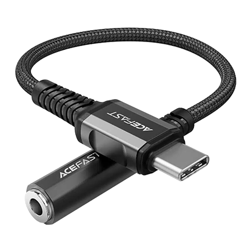 C1-07 USB-C to 3.5mm aluminum alloy headphones adapter cable Black
