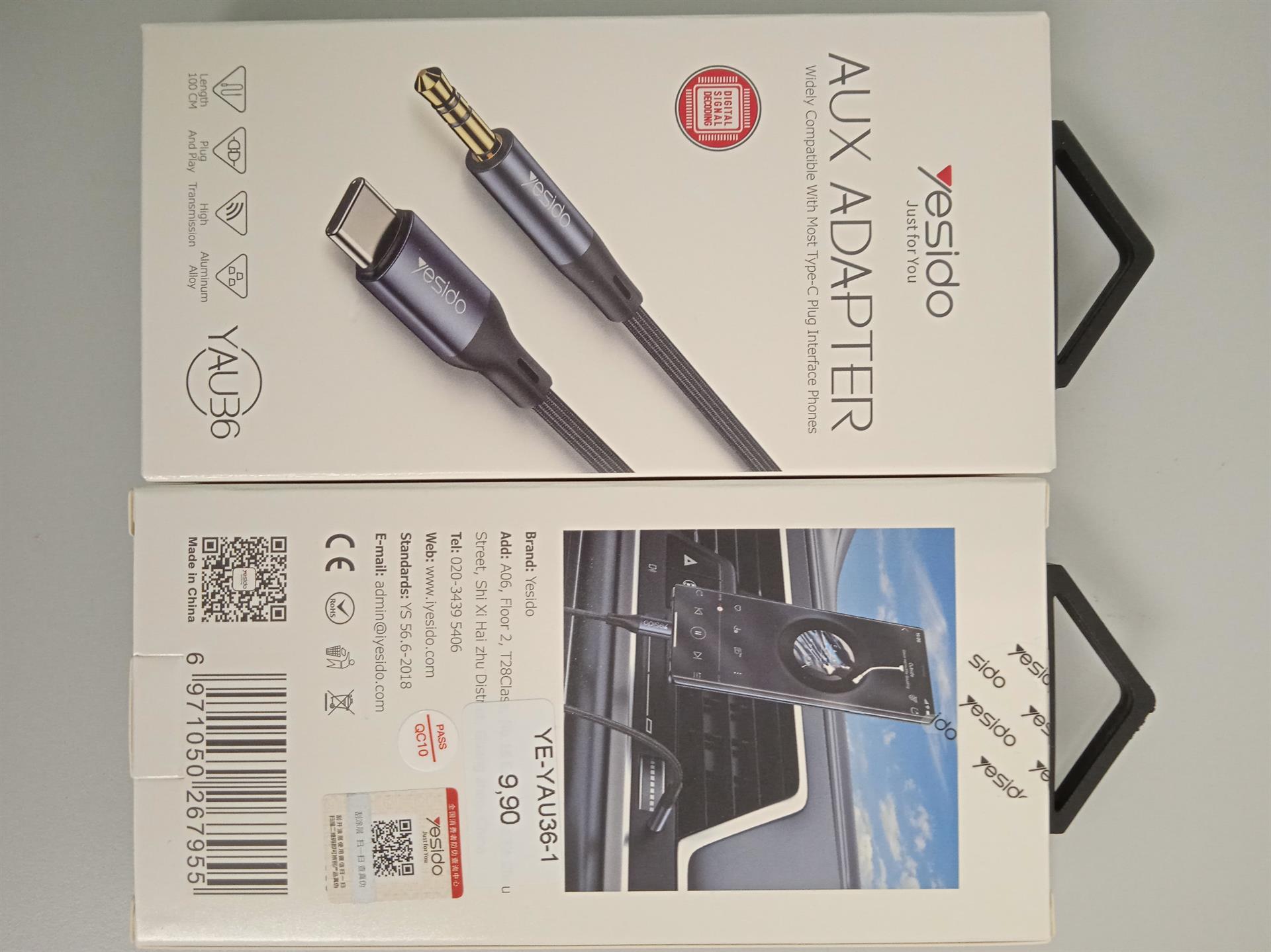 YAU36 Audio Cable Type-C to 3.5mm Pin Digital Chips 1meter