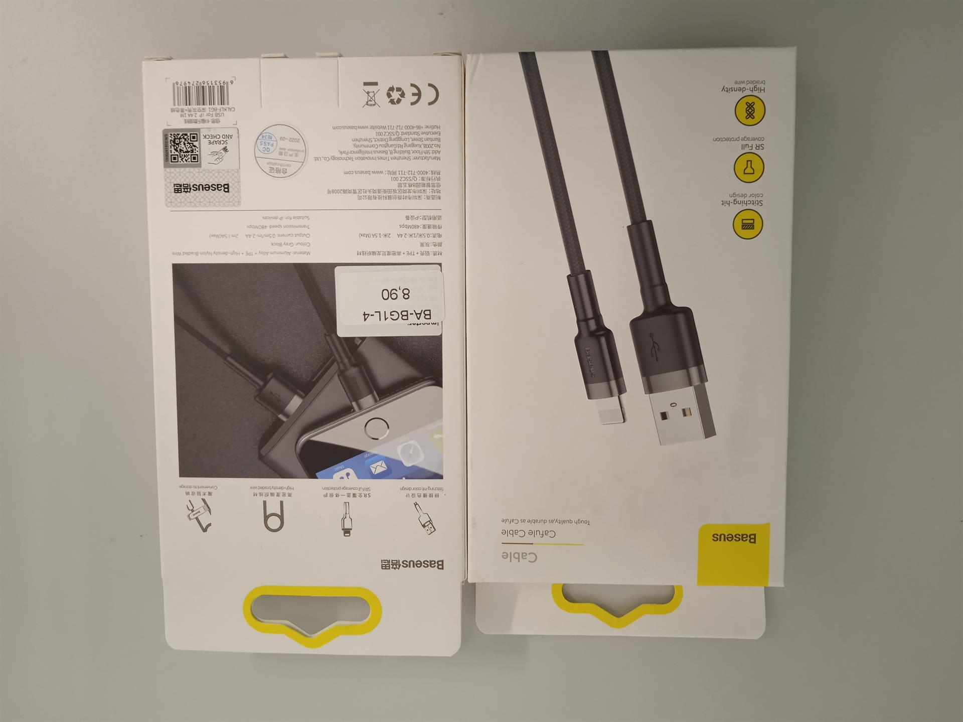 BASEUS USB Cable - Cafule CALKLF-BG1 2.4A lightning 1m black and gray