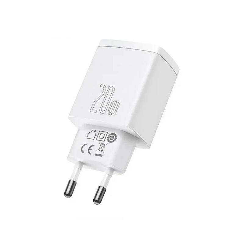 Baseus wall charger Compact PD 20W 1x USB-C 1x USB white