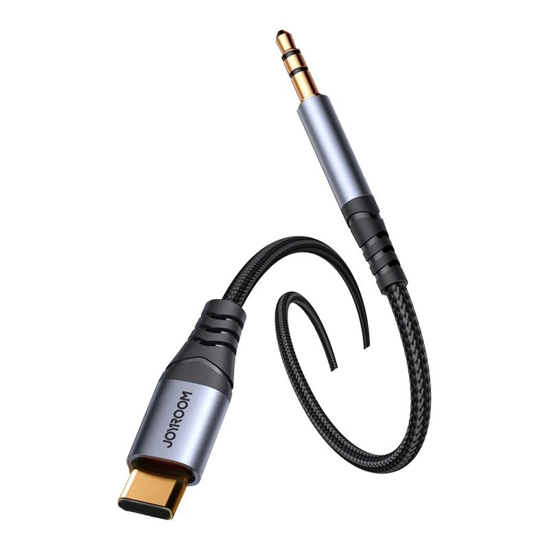 JOYROOM SY-A06 Transsion Series 8 Pin to 3.5mm AUX Audio Adapter Cable, Length: 1.2m(Black)
