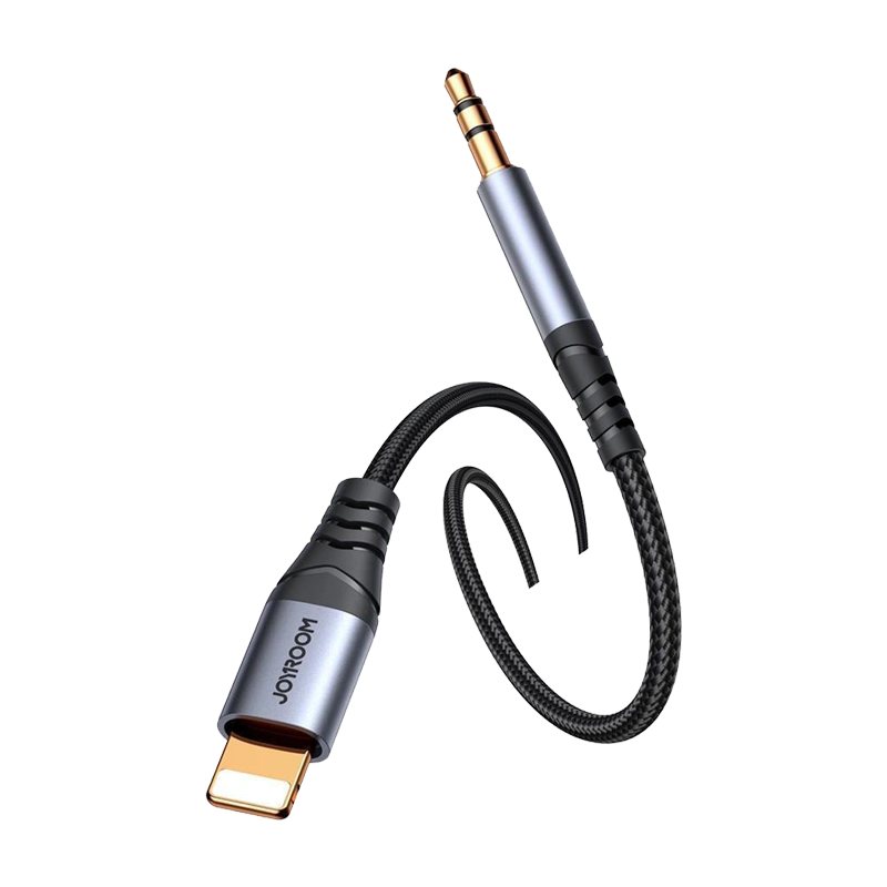 JOYROOM SY-A06 Transsion Series 8 Pin to 3.5mm AUX Audio Adapter Cable, Length: 1.2m (Black)