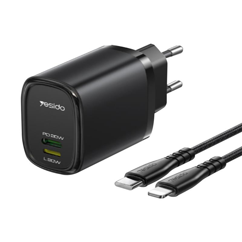 YESIDO YC44 Quick Charger Lightning to Type-c 20W Black