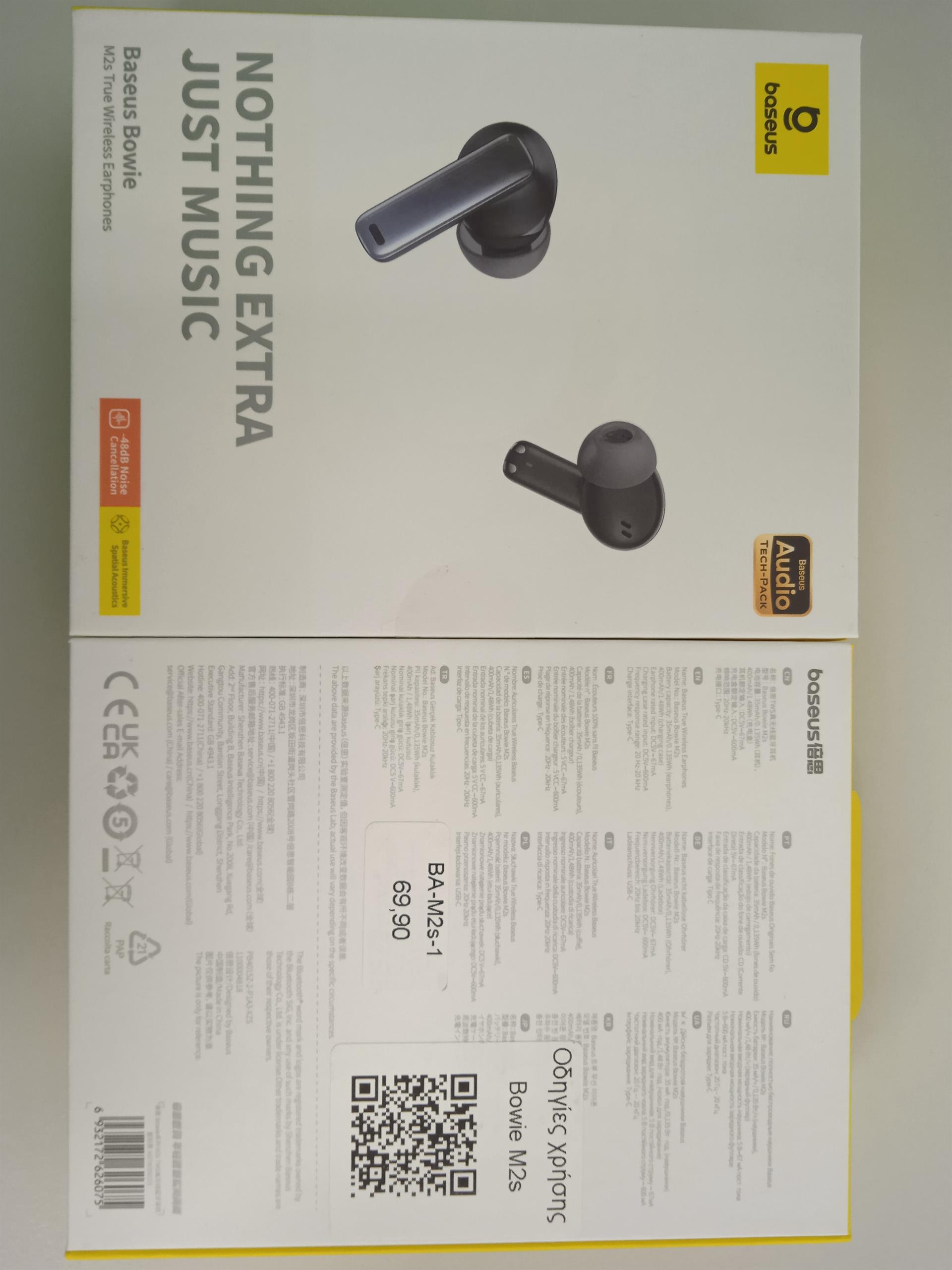 KF2316107 Baseus - Wireless Earbuds Bowie M2s (NGTW350102) - TWS with Bluetooth 5.3 - Black